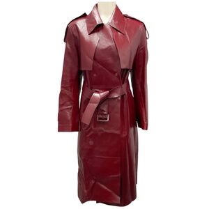 MACKAGE GARNET CARMELA LEATHER TRENCH COAT WITH BELT